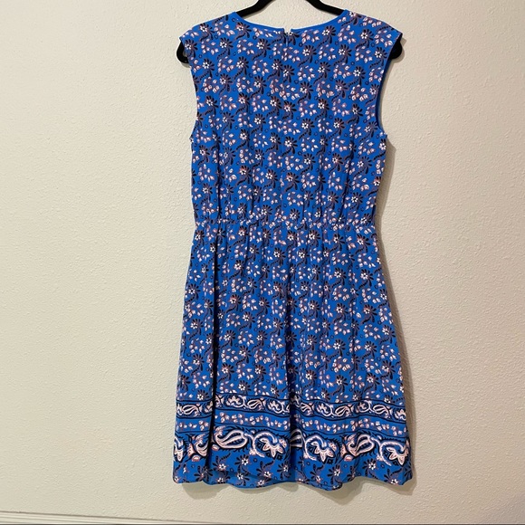 J Crew Blue Silk Floral Sleeveless Scarf Mini Dress 8 - Picture 7 of 10
